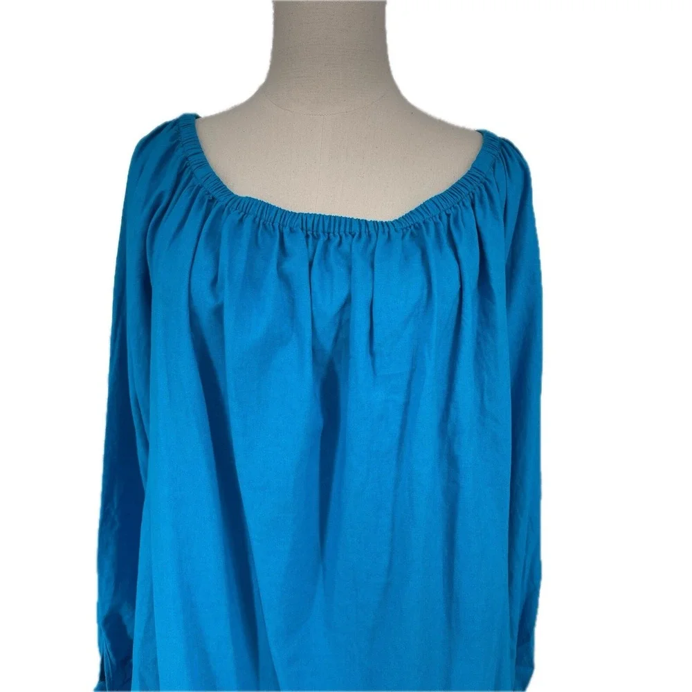 NWT Michael Kors Plus Size Off the Shoulder Top, Milos Blue, 3X‎ Linen Blend